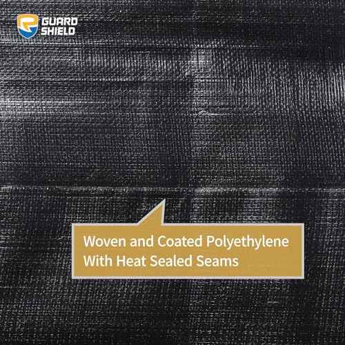 GUARD SHIELD Heavy Duty Tarp 16x20 Feet Black Tarp Large Outdoor Tarps Waterproof with Grommets Cover 12mil