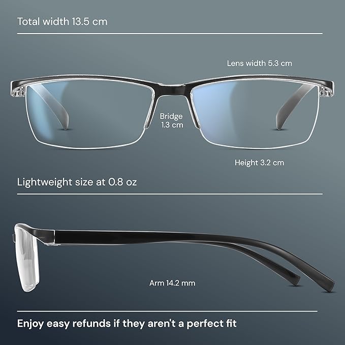 Gaoye 6 pack 3.5 Executive Style Reading Glasses Men - Durable Readers with Blue Light Filtering- Comfortable Fit with TR90 Frames