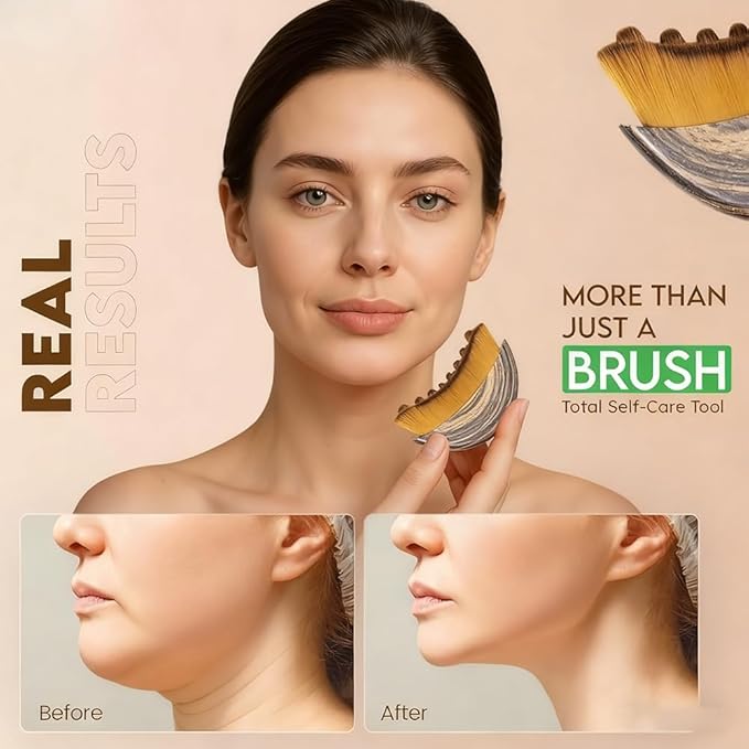 Aeki Lymphatic Contour Face Brush - Reduces Puffiness & Restores Definition, Aeki Lymphatic Face Brush, 100% Gentle & Soft on Skin | Naturally Sculpted Look,Aekii Facial Brush (3 Set)