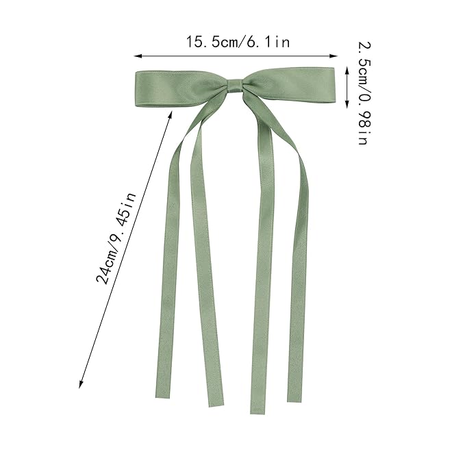 Hair Bows Clips Coquette Ribbon Bowknot with Long Tail Princess Hair Bows French Barrettes Hair Accessories for Women Girls 16PCS (Cream, Green, Purple, Black)