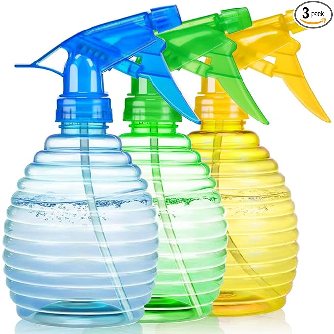 Spray Bottles - 3 Pack, 16 oz - Mist/Stream, Bright Colors, Sturdy, Leak Proof, BPA Free, For Cleaning, Plants, Pet, Vinegar, BBQ, Hair, Cooking - Perfect Size, Easy to Use. With Labels, Funnel