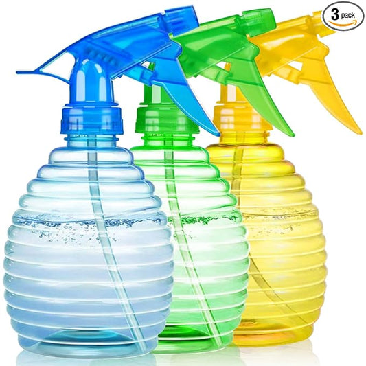 Spray Bottles - 3 Pack, 16 oz - Mist/Stream, Bright Colors, Sturdy, Leak Proof, BPA Free, For Cleaning, Plants, Pet, Vinegar, BBQ, Hair, Cooking - Perfect Size, Easy to Use. With Labels, Funnel