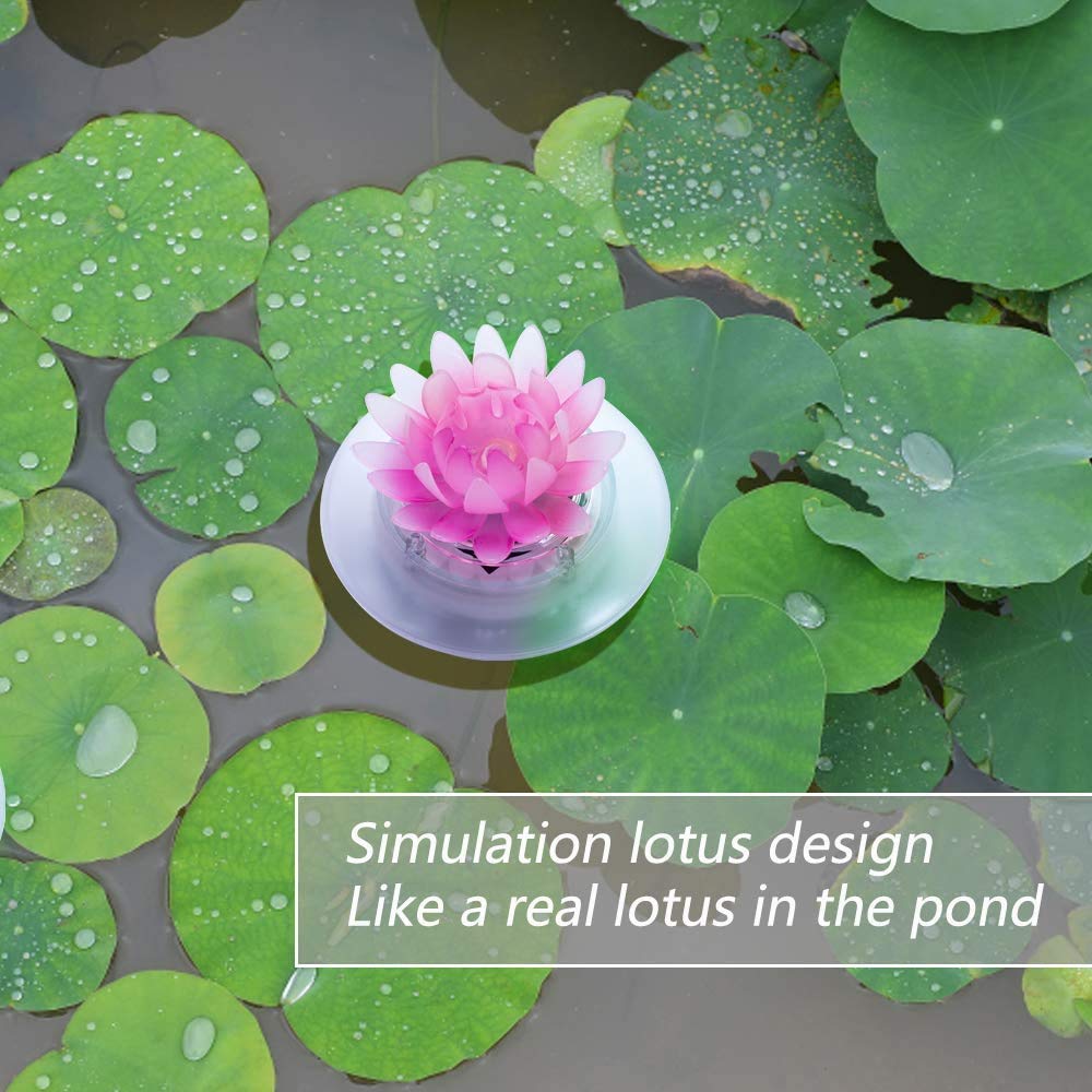 4 Pack Solar Lotus Pond Lights, Floating Color Changing Lotus Flower Pool Lights Led Waterproof Outdoor Swimming Pool Pond Submersible Lights