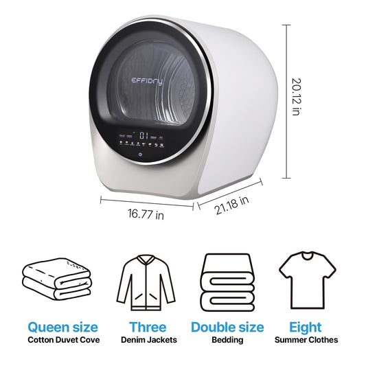 Effidry S3 Compact Clothes Dryer 1.0 cu.ft Capacity 110V 1050W Portable Dryers Machine with Stainless Steel Drum 8 Drying Mode for Small Spaces,Apartments dorm Mini electric secadora portatil de ropa