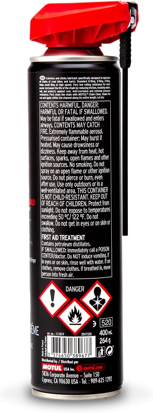 Motul C2 Chain Lube Road - Motorcycle Chain Lubricant Spray for Street & Sport Bikes, 9.3 oz Can (111819)