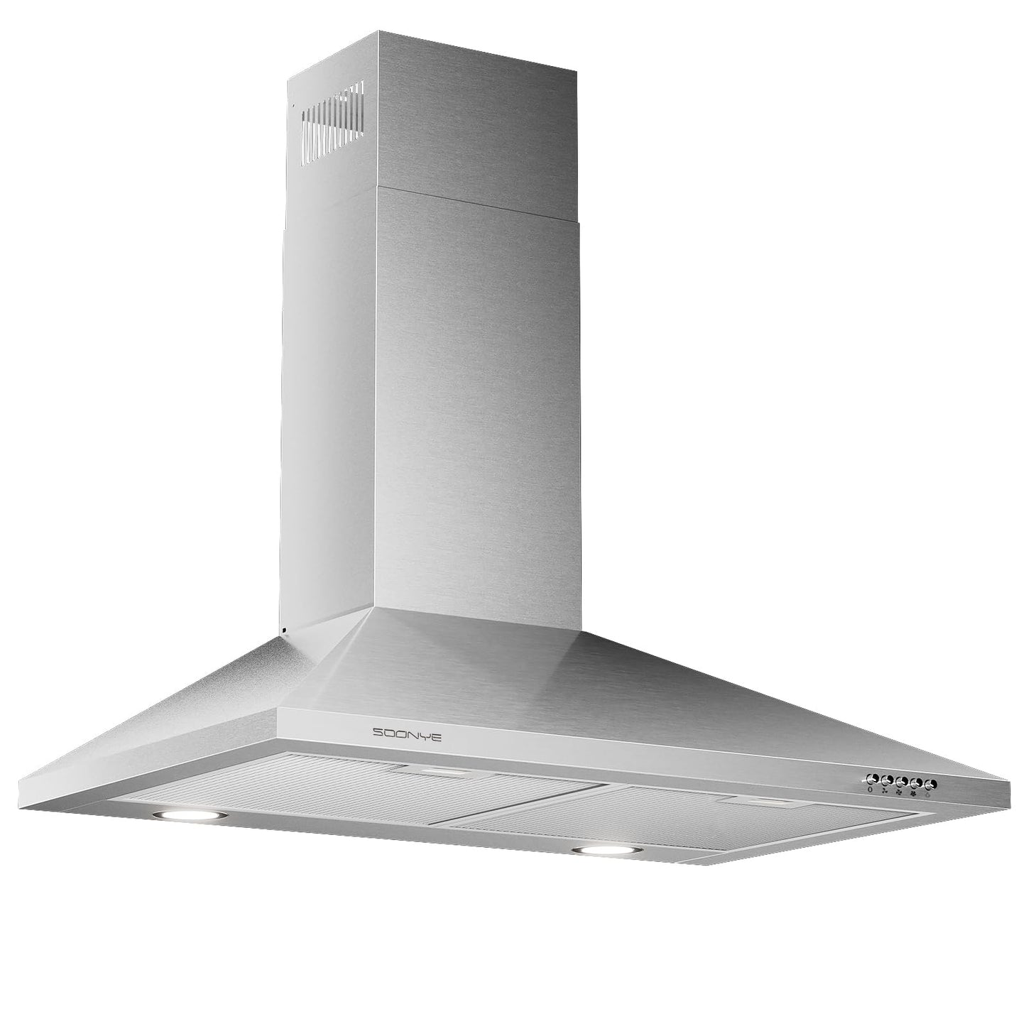 Soonye 30 Inch Wall Mount Range Hood Stainless Steel Ducted/Ductless Convertible Kitchen Exhaust Hood with 450 CFM Motor, 3 Speed Fan, LED Lighting and Dishwasher Safe Filters