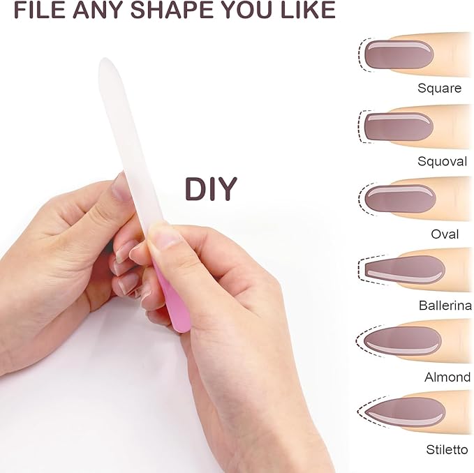 Glass Nail Filer with Case, for Natural Nails Double Sided Crystal Nail Files, Glass Fingernail File Stocking Stuffers for Women Girls Gifts