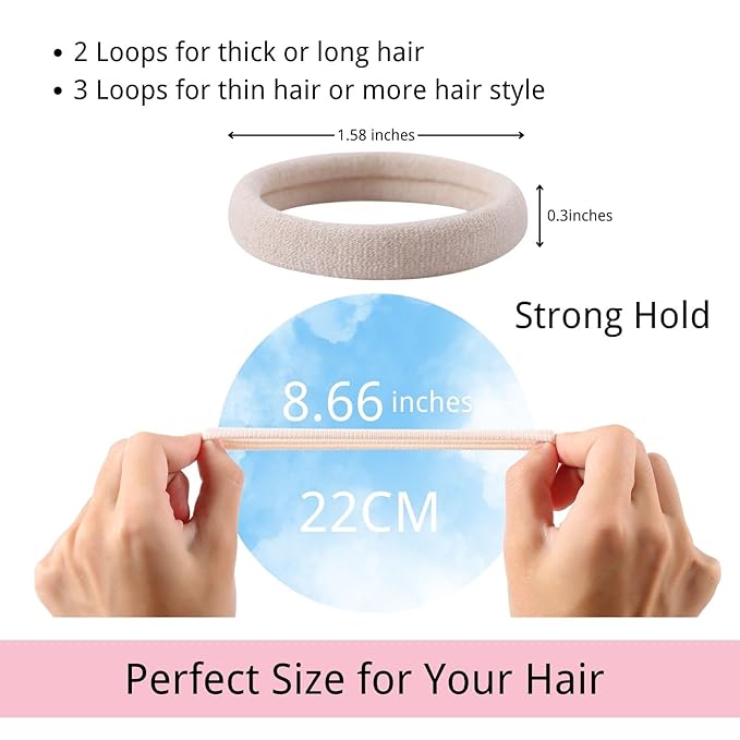 LuSeren 120PCS Soft Hair Ties for Women Ã¢ÂÂ No Damage Ouchless Nylon Hair Accessories, Seamless Fabric Ponytail Holders for Daily Use (Natural Colors)