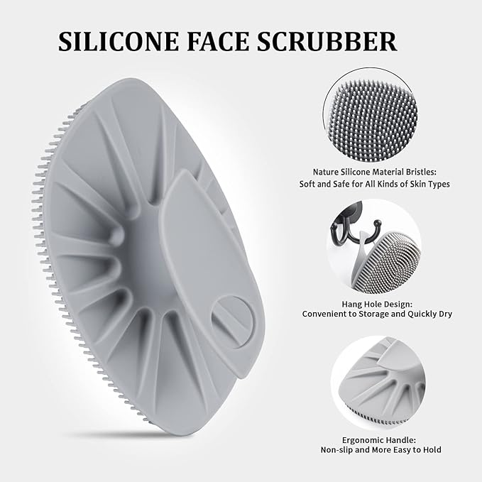 Silicone Face Scrubber, Facial Cleansing Brush Silicone Face Wash Brush,Gentle Exfoliator Pad & Massager, for Men Women Cleansing and Exfoliating (Blue)