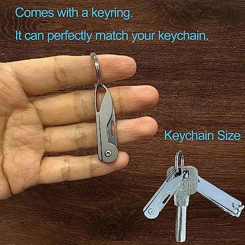 Titanium Alloy Small Keychain Knife, Mini Folding Pocket Knife, EDC Box Cutter, Small Gift for Women Men (Titanium Alloy Handle/440C Steel Blade)