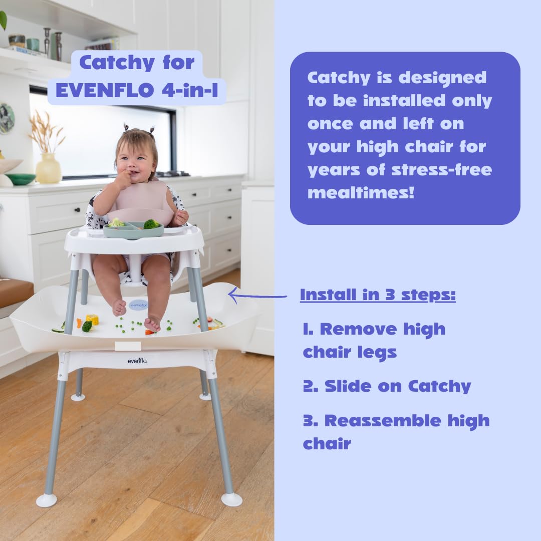 CATCHY - Food Catcher - Compatible with Evenflo 4-in-1 Eat & Grow High Chair + 11 Other High Chairs - Highchair Sold Separately - Baby & Toddler Food & Mess Catcher - Under High Chair Accessory