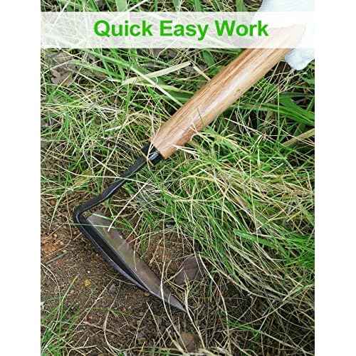 TOYPOPOR Japanese Weeding Sickle Hoe, Gardening Tools, Weed Remover, Hand Weed Cutter, Kama Twisted Scythe with High Carbon Steel Blade for Cutting Grass, Soil loosening, harvesting, Digging