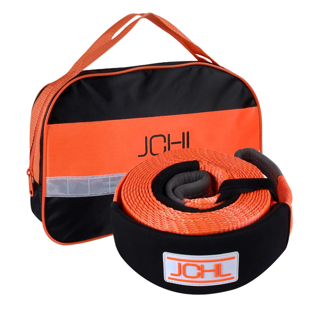 JCHL Recovery Tow Strap Heavy Duty Polyester Recovery Strap 3" x20ft 35000LBS (18TON) Rated Capacity Off Road Towing Rope, Reinforced Loops, Protective Sleeves, Storage Bag Emergency Towing Rope