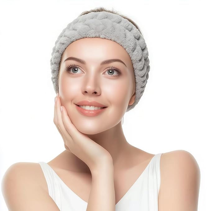 4 Pieces Spa Headband for Women Skincare Headband Makeup Headbands for Washing Face Spa Shower Gifts(Milky-White, Grey, Pink, Dark Grey)
