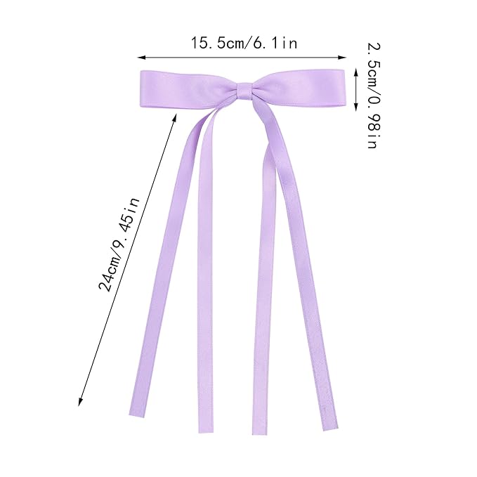 Hair Bows Clips Coquette Ribbon Bowknot with Long Tail Princess Hair Bows French Barrettes Hair Accessories for Women Girls 16PCS (Rose red, Dark Blue, Purple, Pink)