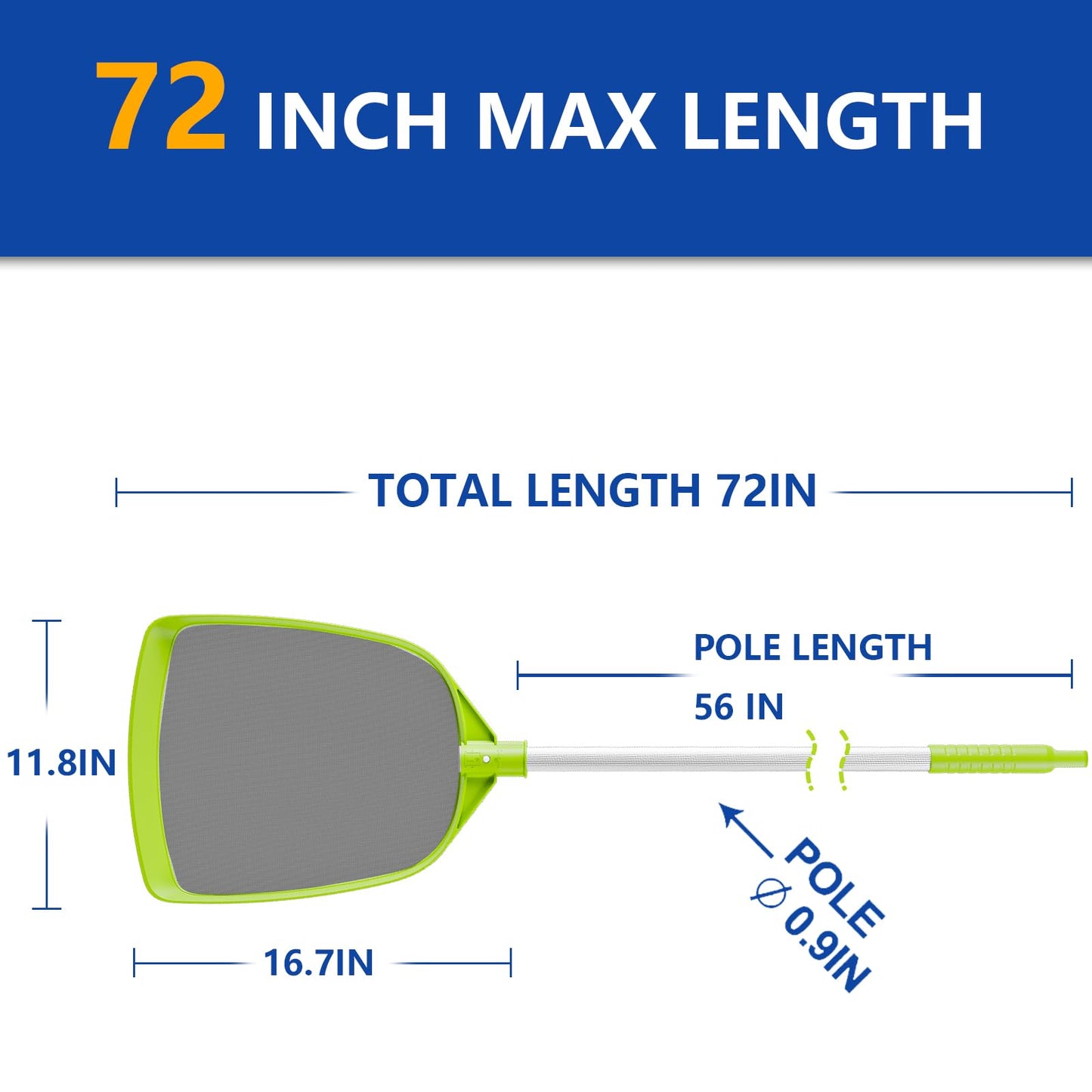Sepetrel Pool Skimmer Net- Total Length 72 inches Rake with Pole,Accessories for Cleaning Inground/Above Ground Swimming Pool, Pond,Spa and Hot Tub Leaf Debris