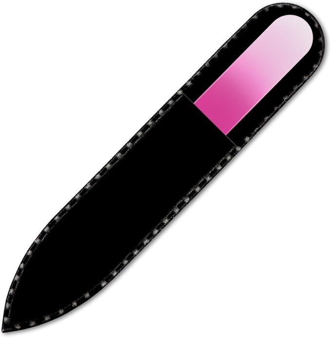 Mont Bleu Rainbow Crystal Nail File in Black Pouch - Small/Purse Size - Czech Tempered Glass - Handmade in Bohemia (Czech Republic)