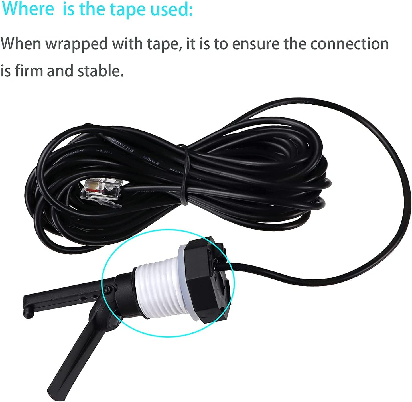 Flow Switch Assembly GLX-FLO-RP for Hayward Goldline Aquarite Salt Systems, Pool Flow Sensor Suitable for Hayward Salt Cell and Salt Chlorine Generator System, with 15-Foot Cable (Matte Black)