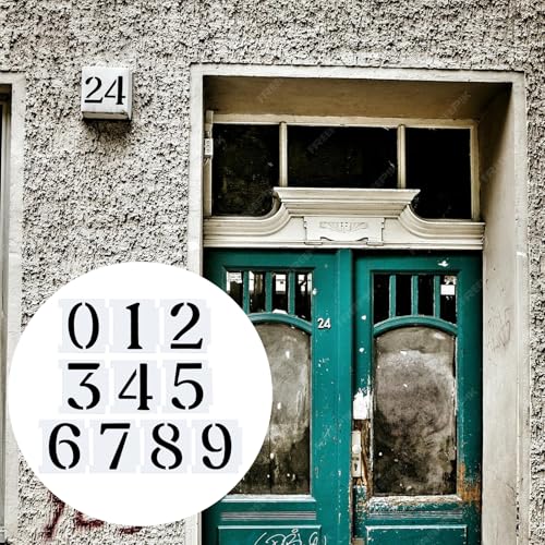 Curb Stencil Kit 0-9 Address Number Stencils for Address Painting 20 Pcs Reusable Plastic Numbers Stencils Interlocking Templates for Painting on Road Wood Wall Mailbox (5.1 ¡¿ 4.3 Inch)