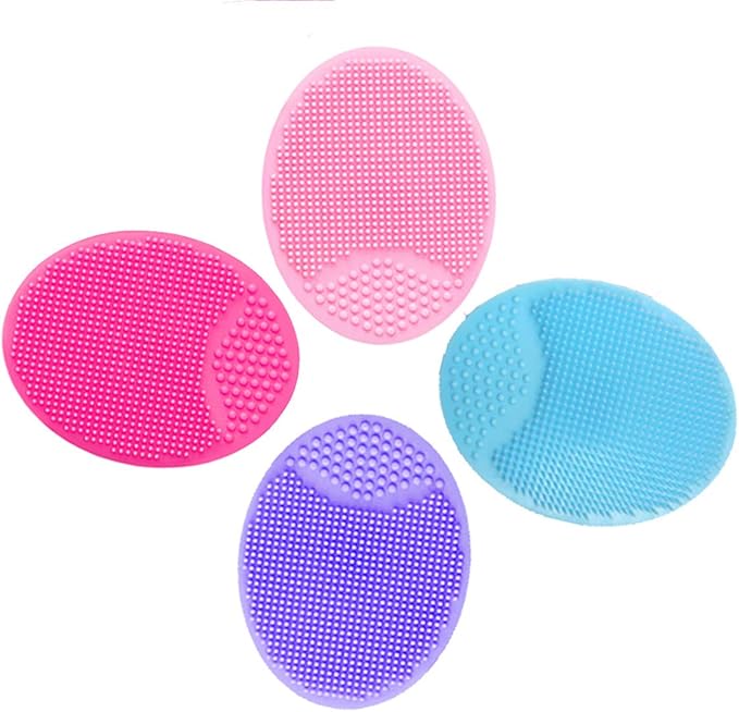 Face Scrubber,Soft Silicone Facial Cleansing Brush Wash Sponge Massage Pore Blackhead Removing Exfoliating Scrub for Sensitive Greasy Dry and All Kinds of Skin (4-Mixed Color)