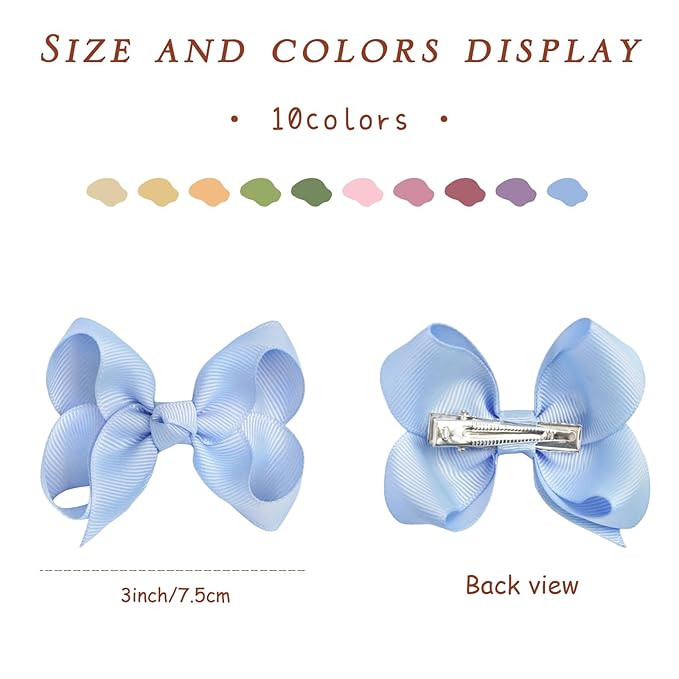 JOYOYO 20Pcs 3Inch Hair Bows for Girls Grosgrain Ribbon Bow Toddler Hair Accessories with Alligator Clips