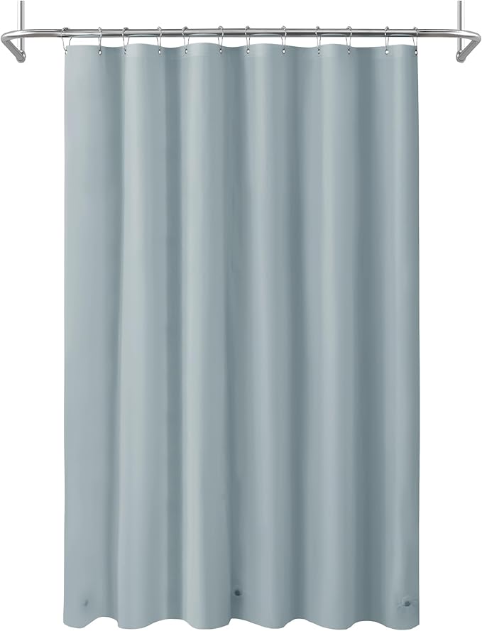 Mrs Awesome Blue Shower Curtain Liner with 3 Magnets, 72x72 Premium Flexible Sturdy Plastic Shower Curtain for Bathroom Lightweight & Waterproof, Stone Blue