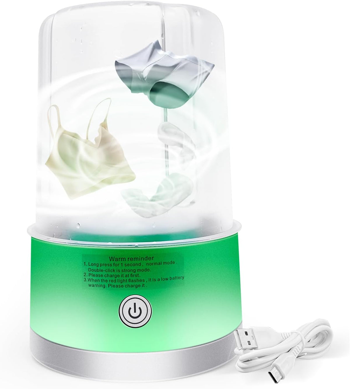 Underwear Washing Machine | Portable 1L Rechargeable Mini Washer Deep Cleaning of Underwear, Baby Small Clothes, Socks | Lightweight and Compact for Apartment, Dorm, Hotel, Travel (Green)