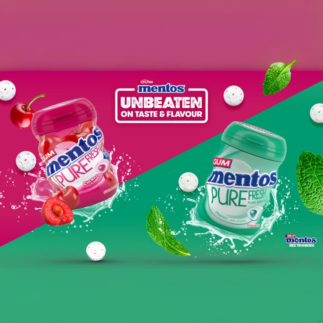 Mentos Pure Fresh Fresh Mint Chewing Gum 35 Pieces – Sugar-Free, Refreshing, Gluten-Free Sweet Treat, with Xylitol, 90 g (Pack of 6)