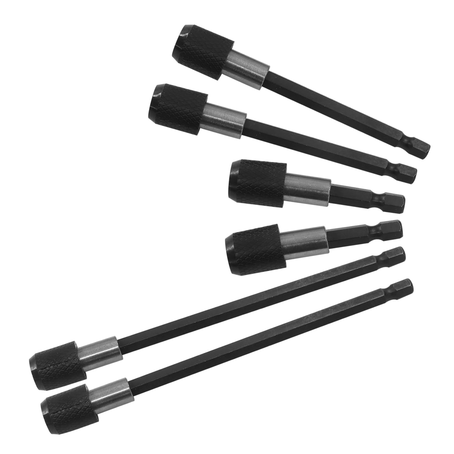 OSVJE 6PCS Hex Shank Drill Bits Adapter, 1/4 Inch Black Hex Shank Quick Release Bit Holder with Aluminum Sleeve, Magnetic Impact Driver and Drill Bit Extension, 2",4",6" Length