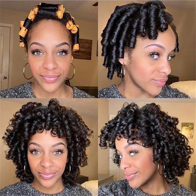 60pcs Perm Rods Set for Natural Hair Cold Wave Rods Hair Rollers for Women's Long Medium short Hair Curler Styling DIY Hairdressing ToolsÃ¯Â¼ÂOrangeÃ¯Â¼Â
