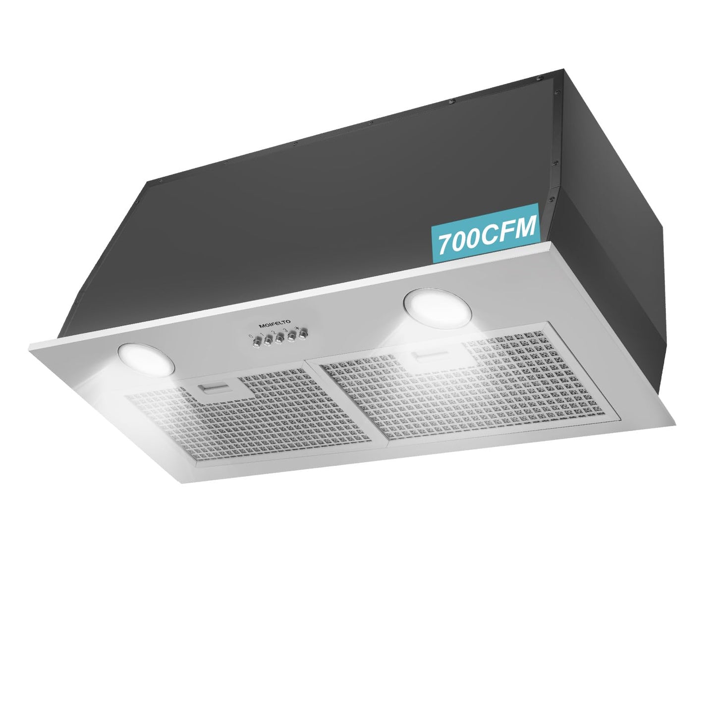 400CFM Built-In/Insert Range Hood 24 Inch - Convertible Ducted/Ductless Kitchen Vent with 3-Speed, 2×3W LED Lights & 6-Layer Grease Filters