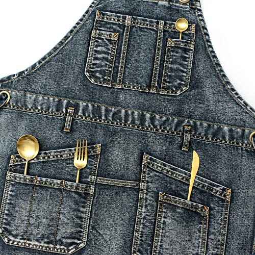 Jeanerlor - Washing Style Work Hairdresser Apron with Pockets for Women and Men