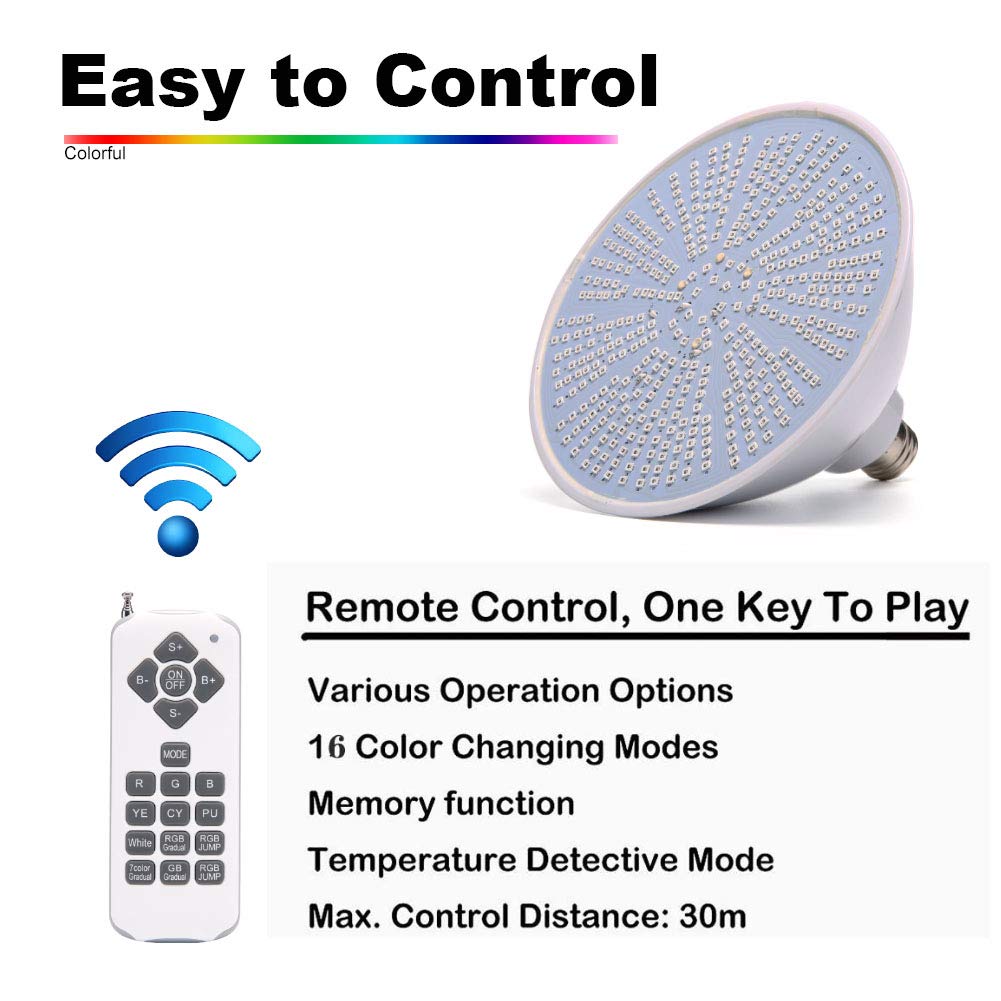 Pool Lights, 120V 40W RGB Color Changing Underwater LED Pool Light for Inground Pool with Remote Control, E26 Replacement Bulb Fit in for Pentair and Hayward Pool Light Fixtures