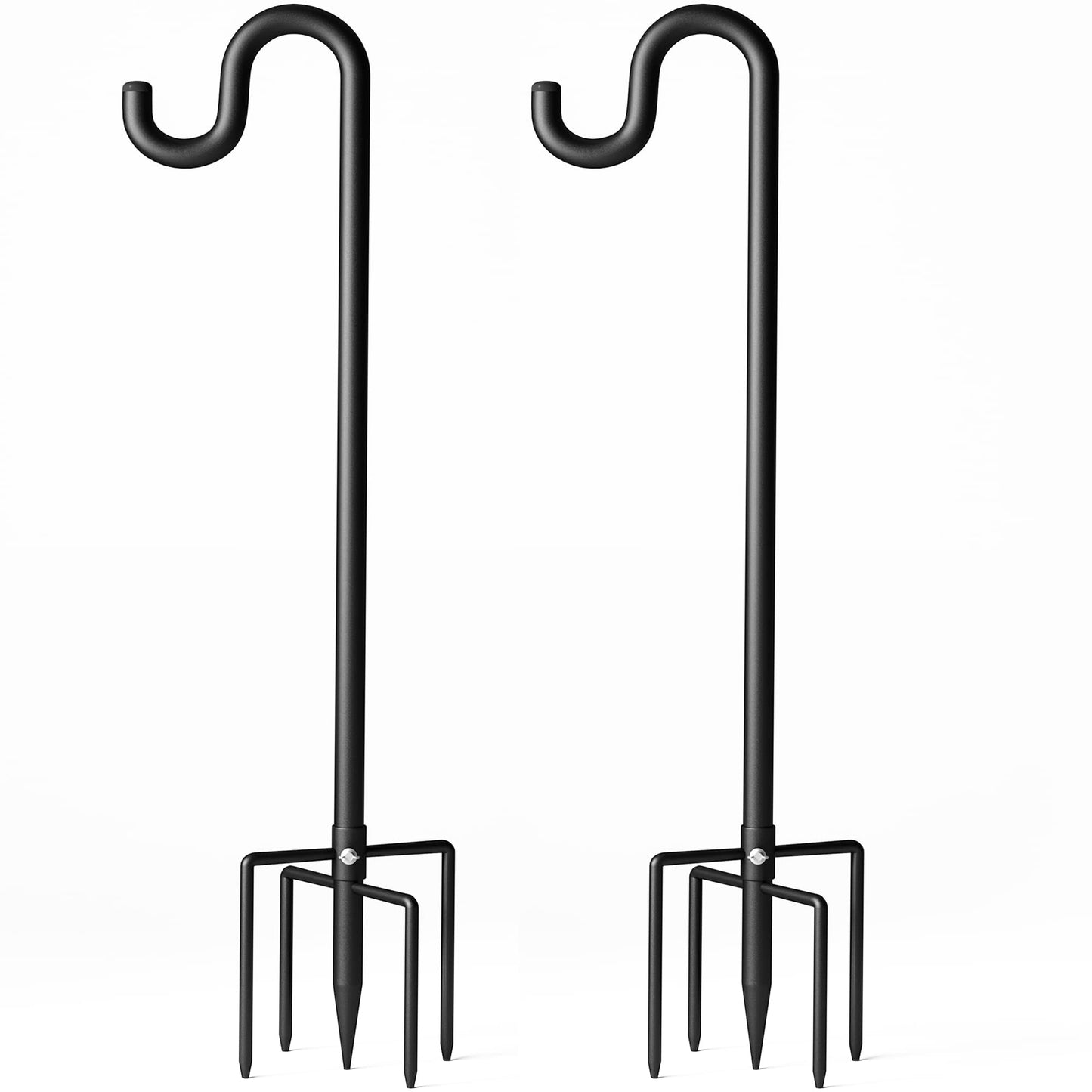 Surprizo 60" Shepherds Hooks for Outdoor, Extra Thick Bird Feeder Pole with 5 Prong Base, Adjustable Shepards Hook for Garden, Weddings, Hanging Plant