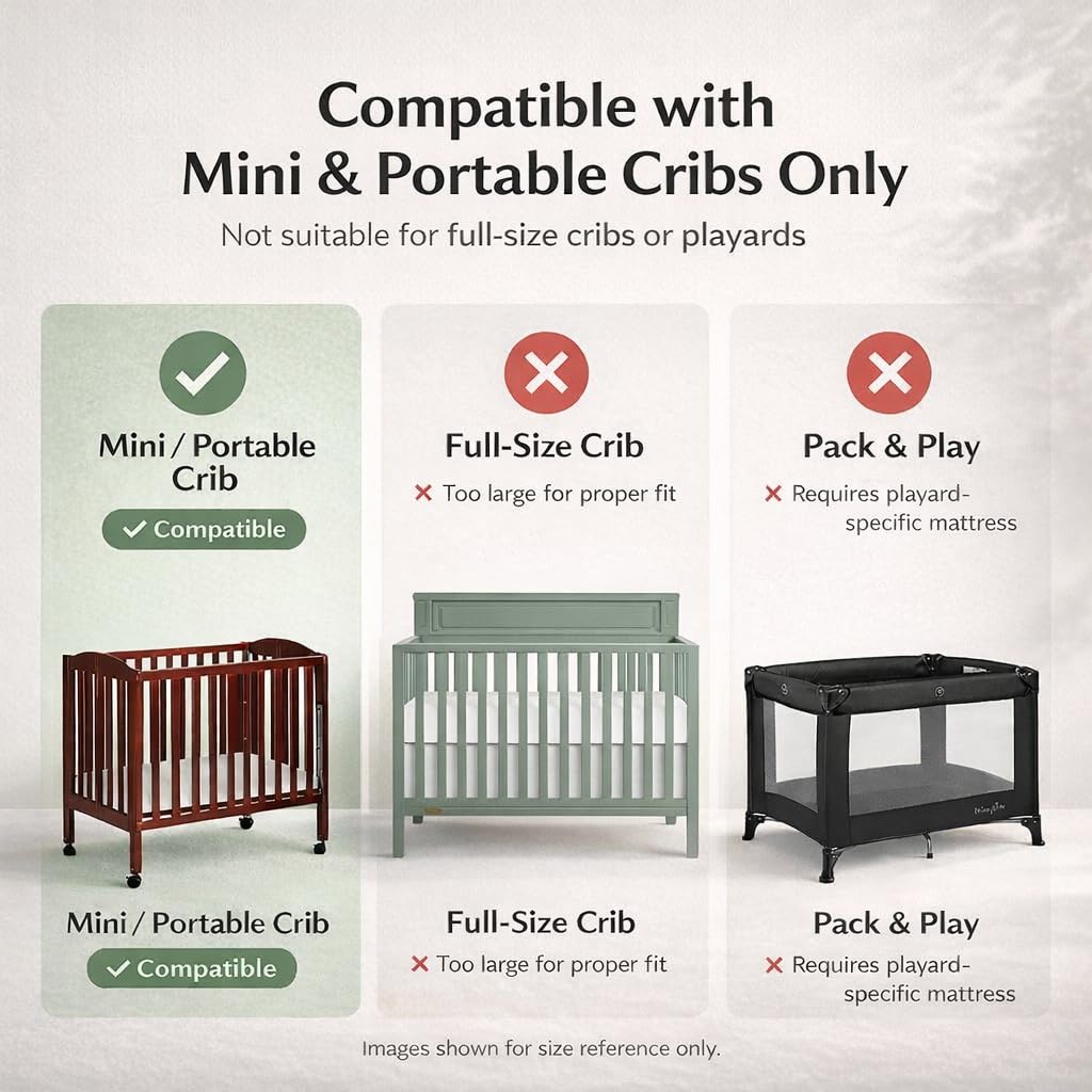 Dream On Me Holly 2-in-1 Mini & Portable Crib Mattress (38”x 24”x 3”), Dual Sided, Vinyl Waterproof Cover, 3” Fiber Core, GREENGUARD Gold Certified, Fits Standard Portable and Mini-Cribs