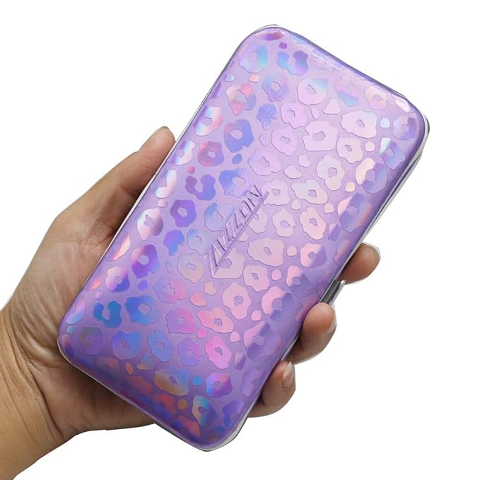 ZIZZON Nail Clippers Kit Manicure Pedicure Set with Holographic Case(Purple)