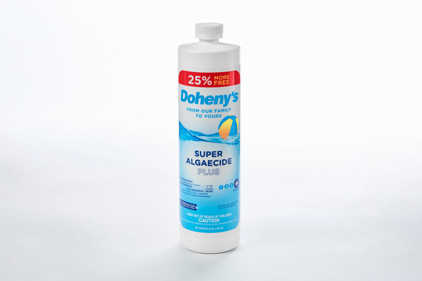 Doheny's Super Algaecide Plus | Pro-Grade | Effective Against Most Algae Types | 7.1% Chelated Copper (Chelated to Reduce Staining) | Non-Foaming, No Clouding | Safe to Swim After Use | 40oz Bottle