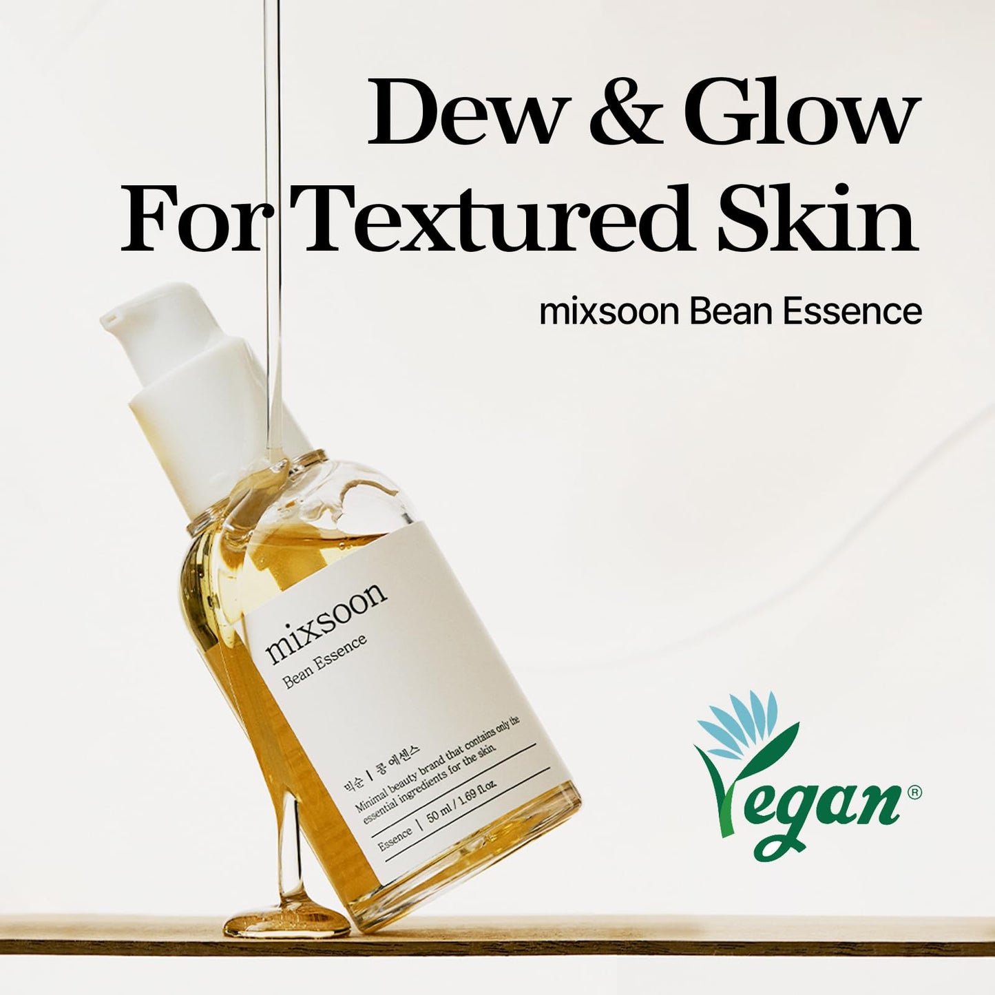 mixsoon Bean Essence-Exfoliating, Hydrating, Fermented Bean Extract, Gentle Formula for Smooth Skin 20ml / 0.68 fl.oz. Korean Glass Skin Care