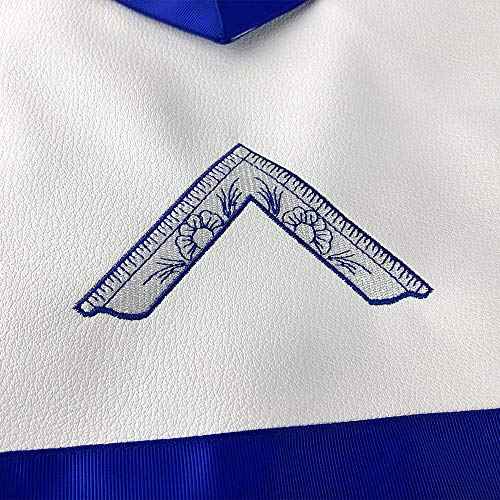 Masonic Apron Administrator Edition Synthetic Leather Blue Grosgrain Ribbon Borders