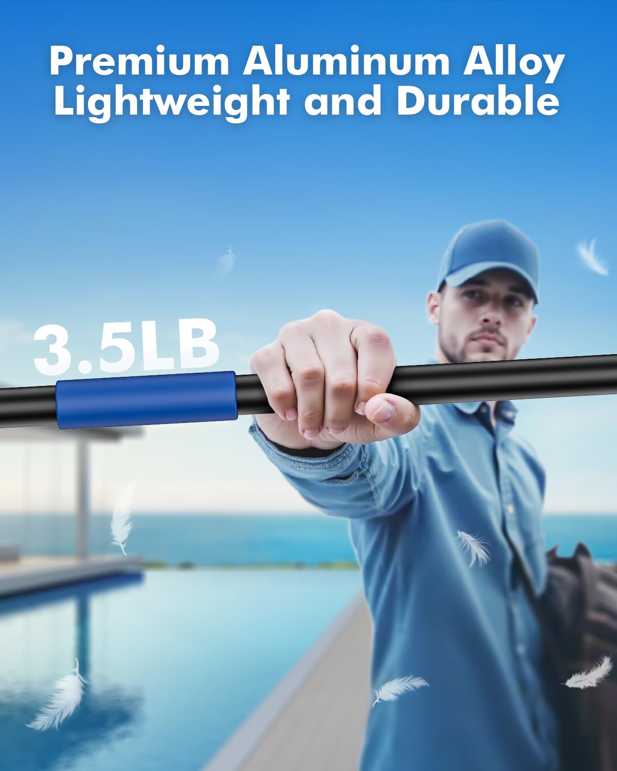 Pool Pole Telescopic 20FT Heavy Duty Upgraded Aluminum, 20 Ft Extension/Extendable Telescoping Tool for Above Ground/Inground Swimming Cleaning Supplies Accessories, Leaf Skimmer/Brush/Net/Vacuum/Mesh