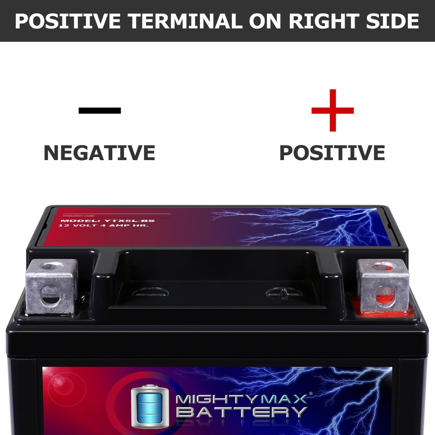 Mighty Max Battery YTX5L-BS -12 Volt 4 AH, 80 CCA, Rechargeable Maintenance Free SLA AGM Motorcycle Battery