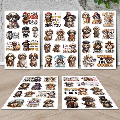 Shih Tzu Stickers 50 Pieces Vinyl Waterproof Decal for Laptop Water Bottle Phone Car Window Bike Motorcycle Stakeboard Scrapbook ShihTzus Sticker Gifts for Kid Teen Adult