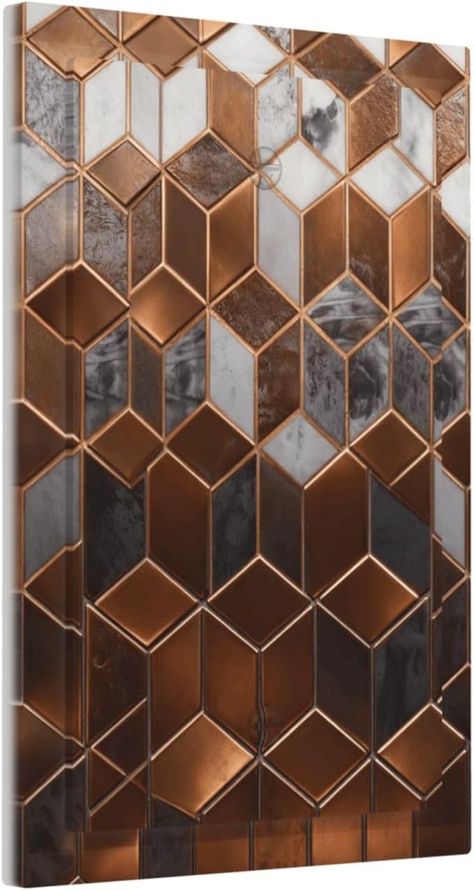 Bvtewkhz Brown Abstract Luxury Modern Geometric Cubic Marble No Device Single Blank Decorative Light Switch Covers Electrical Faceplate Switch Plates for Bathroom Kitchen Home