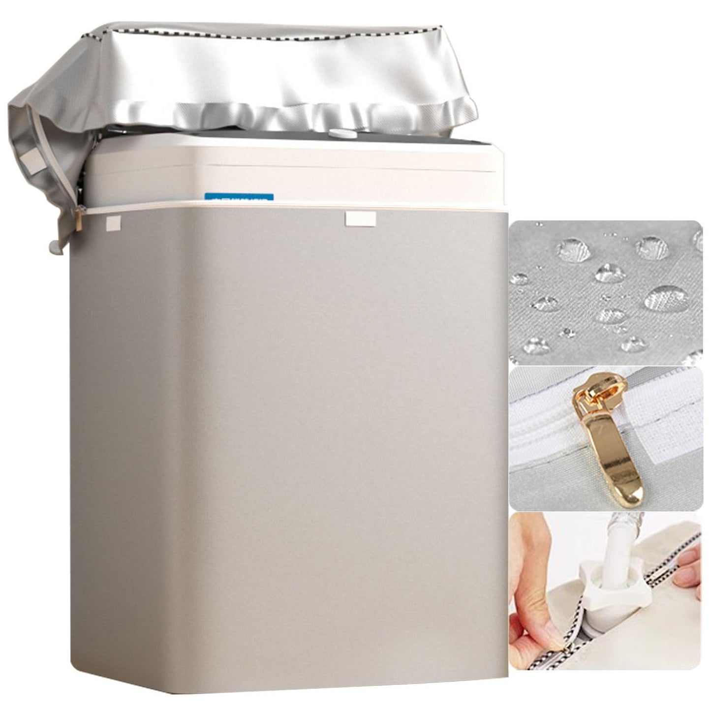 Top Load Washing Machine Cover Waterproof Washer Dryer Cover with Zipper Dustproof Outdoor Full-Automatic Washer Protector Case Laundry Cover 22x22.8x36.2inch (Silver)