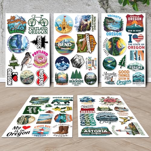 Oregon State Travel Stickers 50 Pieces Vinyl Waterproof Decal for Laptop Water Bottle Phone Car Window Bike Motorcycle Stakeboard Scrapbook OR Sticker Gifts for Kid Teen Adult