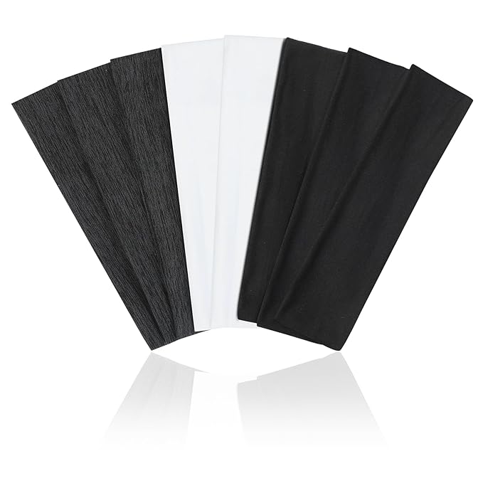 Fishinsea 8 Pack Sport Headbands for Women, Elastic Soft Fabric Non-Slip Hair Bands Hair Warp for Daily Workout Yoga Running Sports