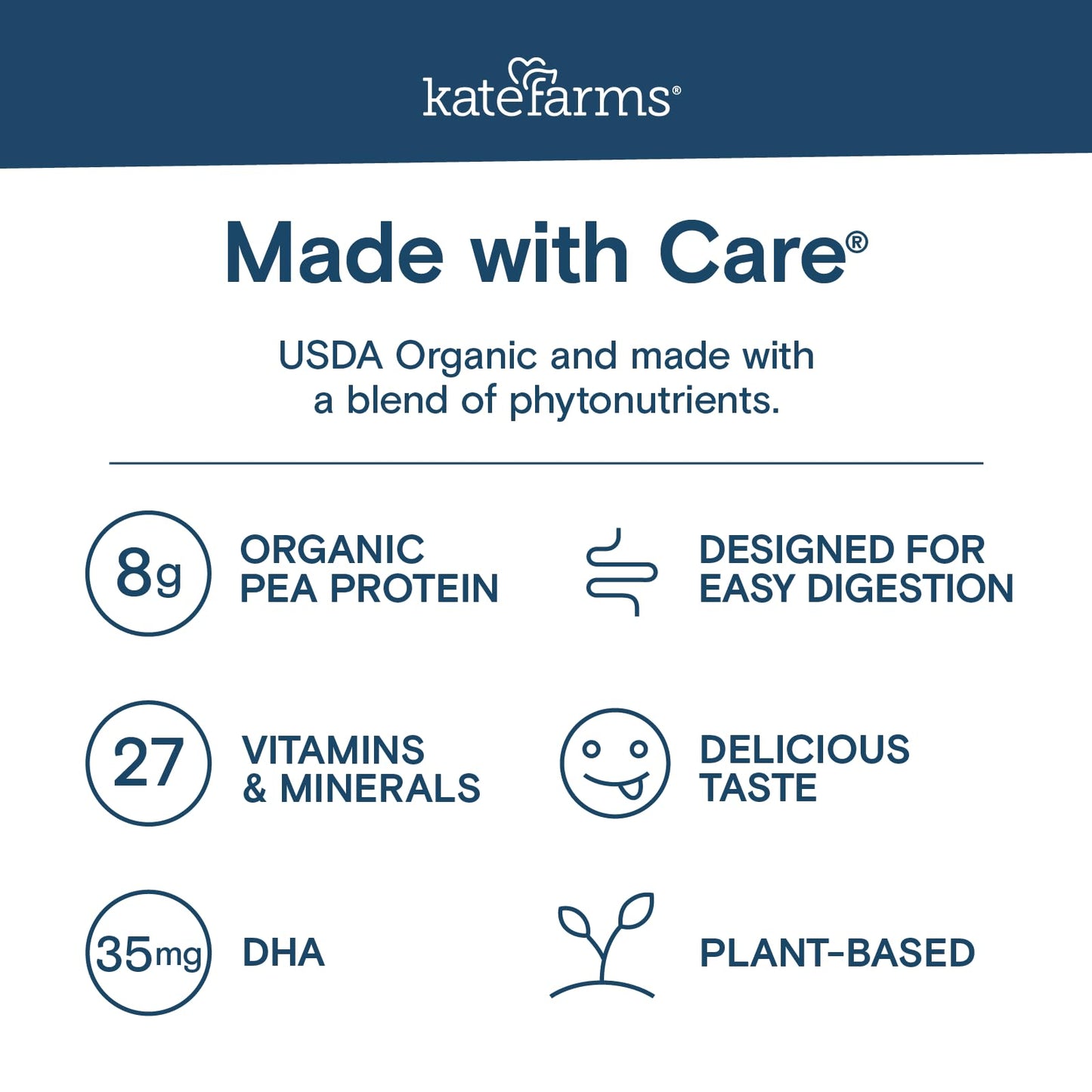 KATE FARMS Organic Kids Nutrition Vanilla Shake, 8g Protein, 27 Vitamins and Minerals, Meal Replacement, Gluten Free, Non-GMO, 8.45 oz (12 Pack)