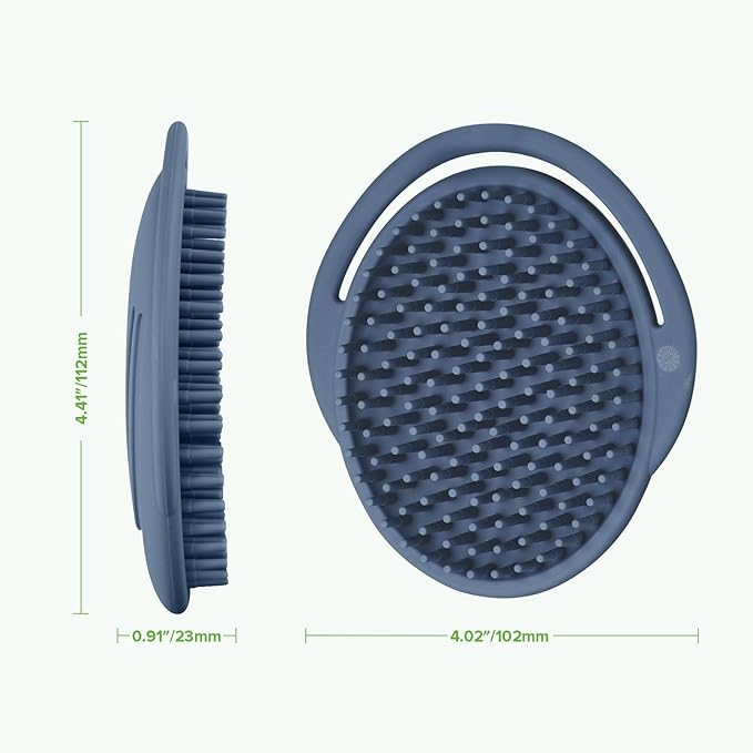 haakaa Silicone Shampoo Brush - Cradle Cap Brush Comb - Baby Hair Scrubber - Newborn Essentials - 1pk-Steel Blue