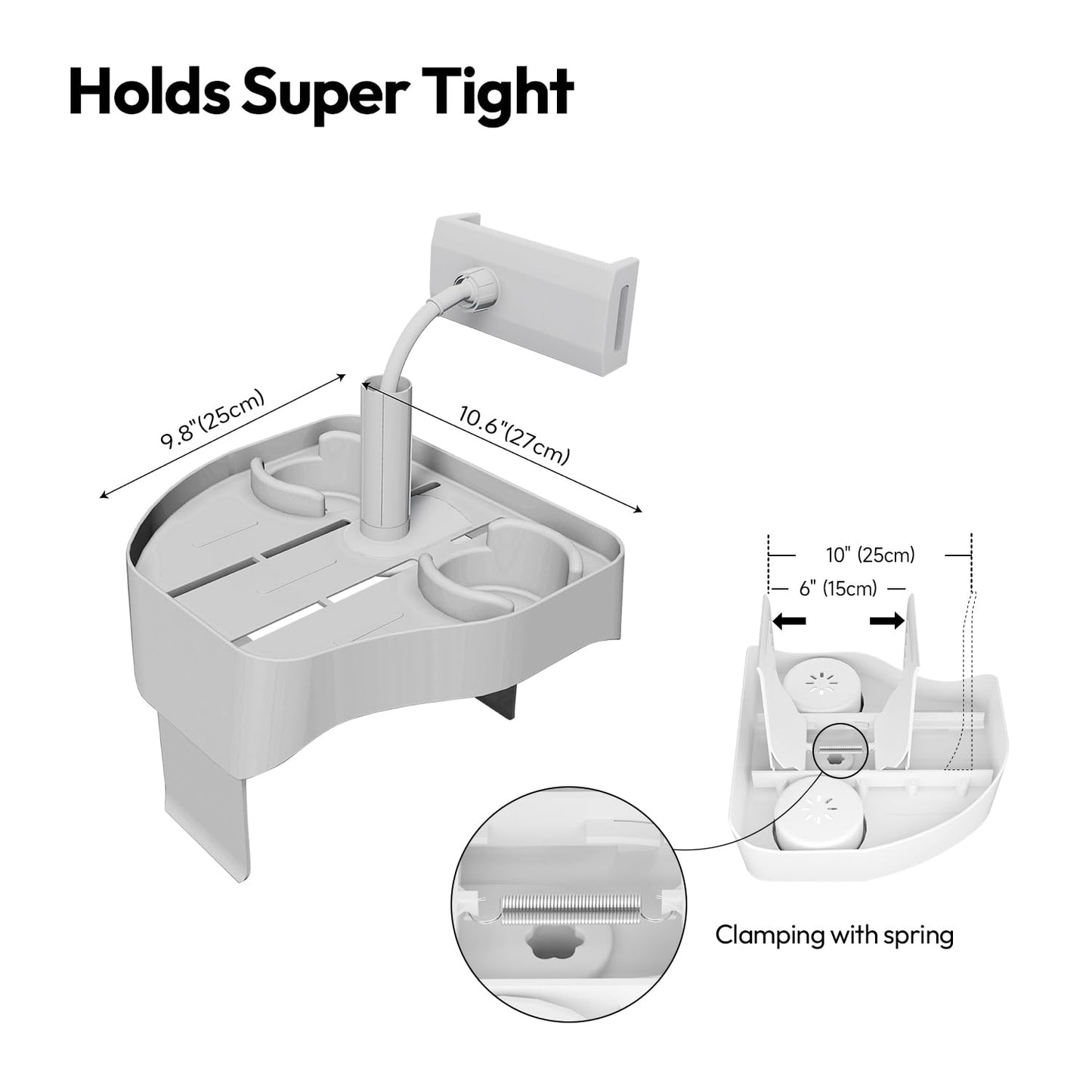 POOLCOMFT Hot Tub Table Tray with Adjustable Phone Holder, 2 Cup Holders, Hot Tub Accessories, Perfect for Outdoor Inflatable Hot Tub & Pool, Unique Gifts for Women, Mom(Scented Candle & Card)