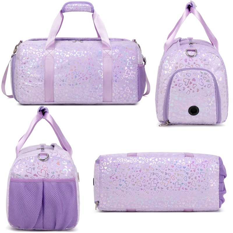 Duffel Bag for Girls Fluffy Ballet Dance Bag for Girls Sports Gym Bag Water Resistant Travel Duffle Bags with Shoes Compartment